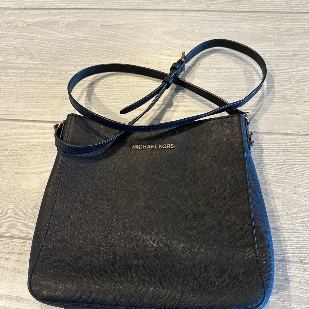 Michael Kors Black Leather Crossbody Purse